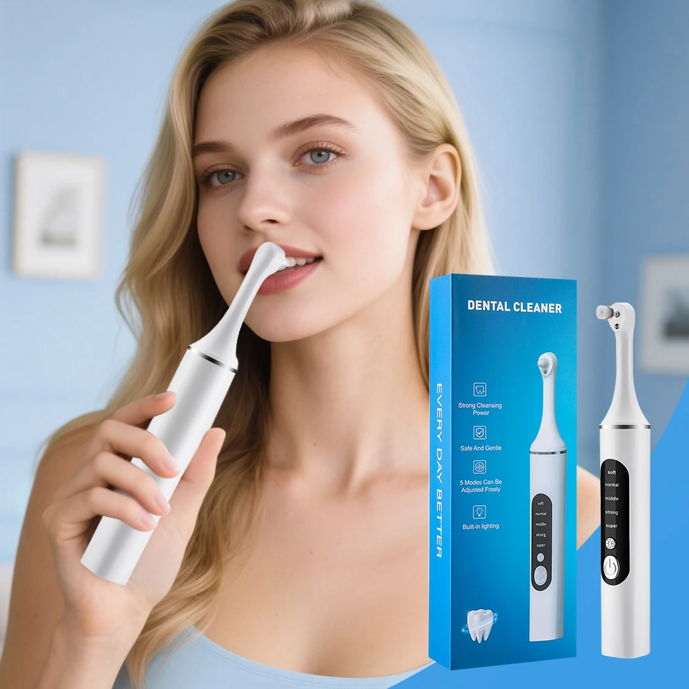 Teeth Whitening Led Kit - เครื่องขัดฟันไฟฟ้า ขจัดคราบหินปูน ฟอกฟันขาว พร้อมหัวแปรง 6 หัว