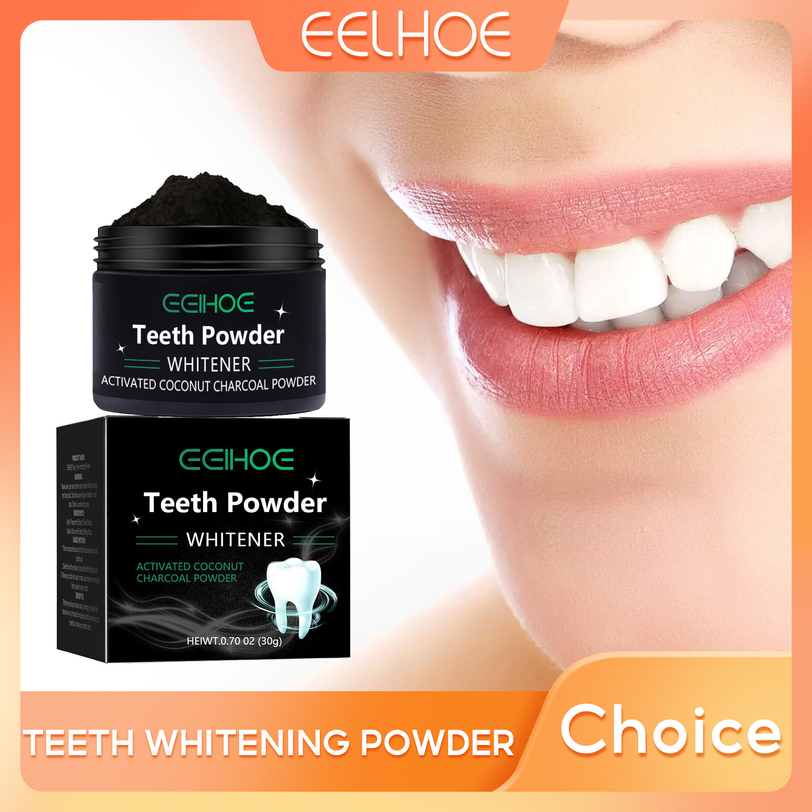 Whitening Powder Activated - EELHOE ผงถ่านสําหรับผลิตภัณฑ์ฟอกสีฟันลบคราบทําความสะอาดช่องปากนําลมหายใจที่ดีทันตกรรมสุขอนามัยผงฟัน