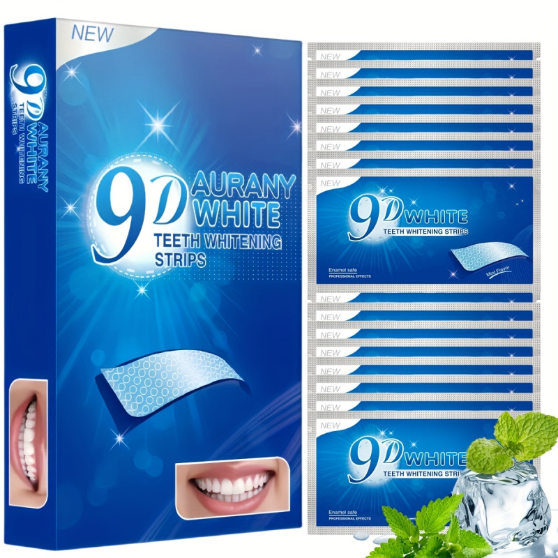 Teeth Whitening From Home - แถบฟอกสีฟัน Aurany White 9D 21 คู่พร้อมไฮโดรเจนเปอร์ออกไซด์