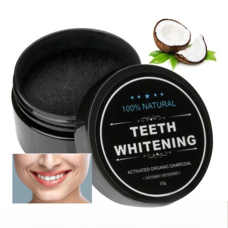 Whitening Powder Activated - ผงฟอกสีฟันถ่านกัมมันต์ 1 กล่อง, ผงทำความสะอาดฟันถ่าน, ผงถ่านกัมมันต์กะลามะพร้าวคลาสสิก