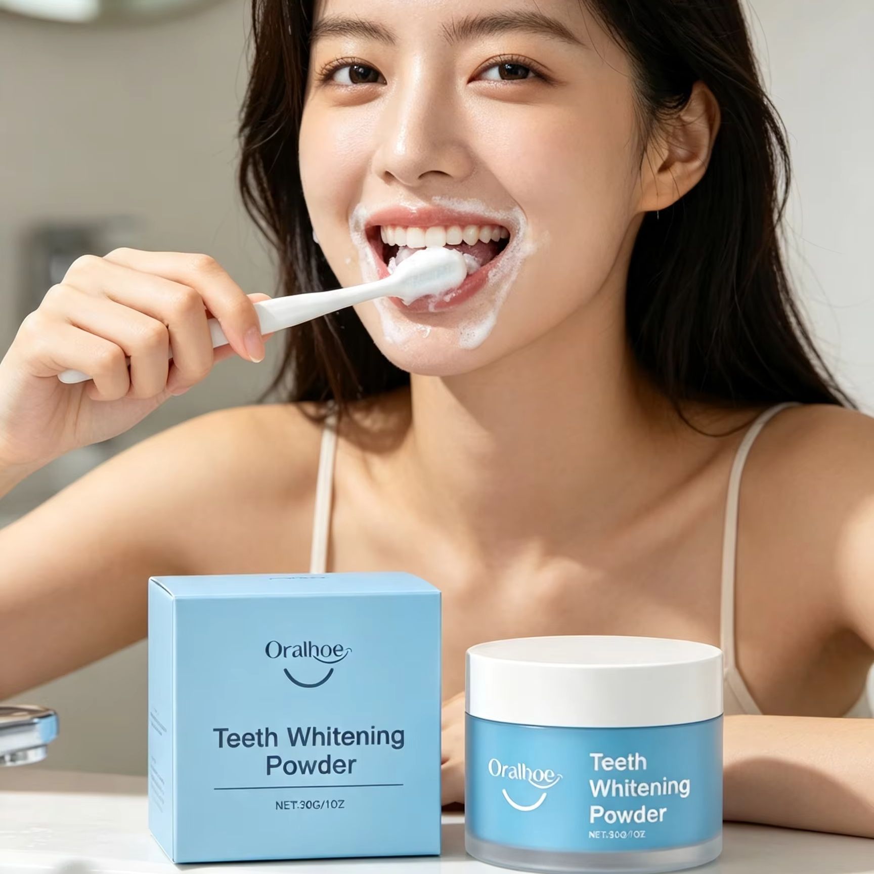 Teeth Whitening From Home - ผงแปรงฟัน Oralhoe สำหรับขจัดคราบฟัน ทำความสะอาดล้ำลึก ลมหายใจสดชื่น ขจัดคราบพลัค