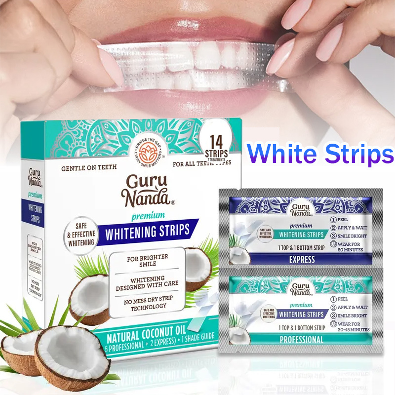 Teeth Whitening With Coconut Oil - แผ่นฟอกสีฟันน้ำมันมะพร้าว 1/2/3 กล่อง, แผ่นฟอกสีฟันสำหรับขจัดคราบ, แผ่นทำความสะอาดฟันเพื่อสุขอนามัยช่องปากระดับมืออาชีพ