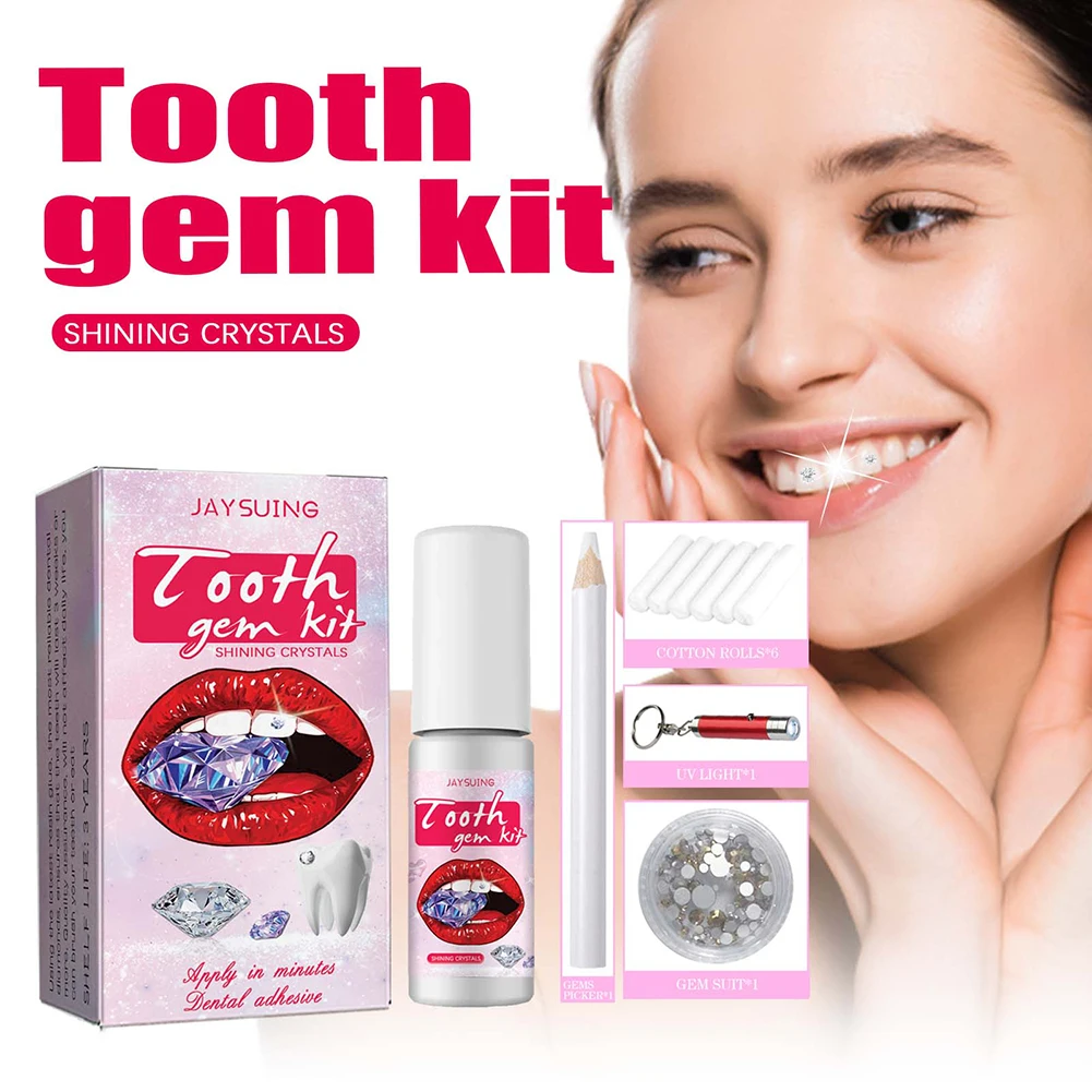 Teeth Whitening From Home - ชุดอัญมณีสำหรับฟันแบบทำมือพร้อมคริสตัลพร้อมไฟบ่มกาวชุดเครื่องประดับสำหรับฟันชุดตกแต่งฟันที่แข็งแรงเครื่องประดับแบบมืออาชีพ