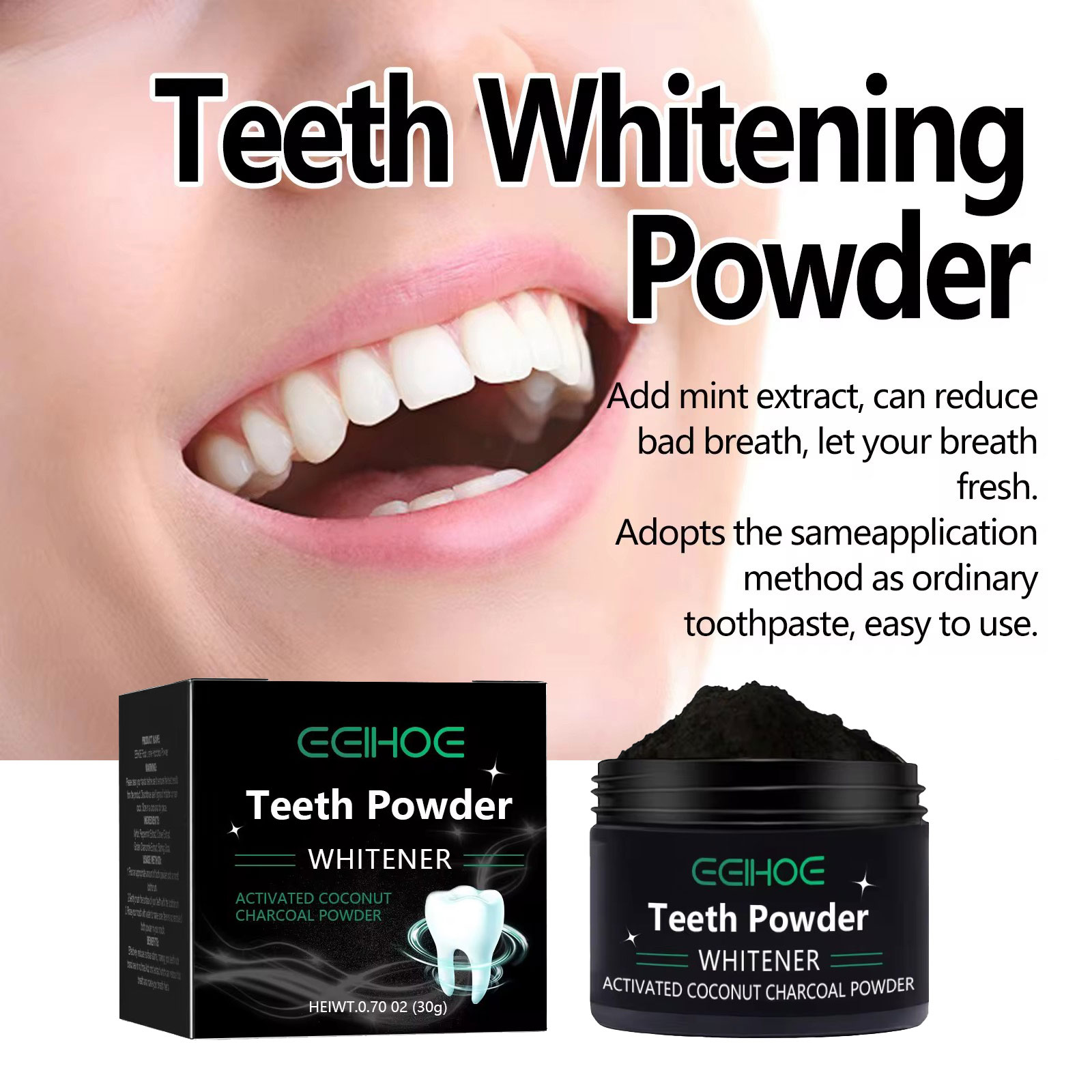 EELHOE ผงถ่านสําหรับผลิตภัณฑ์ฟ - Whitening Powder Activated บทวิจารณ์และราคา