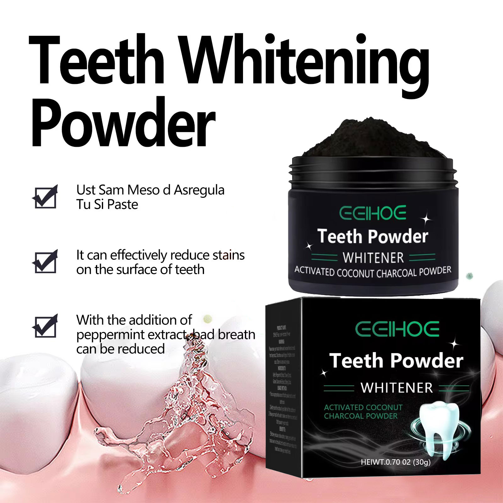 EELHOE ผงถ่านสําหรับผลิตภัณฑ์ฟ - Whitening Powder Activated บทวิจารณ์และราคา