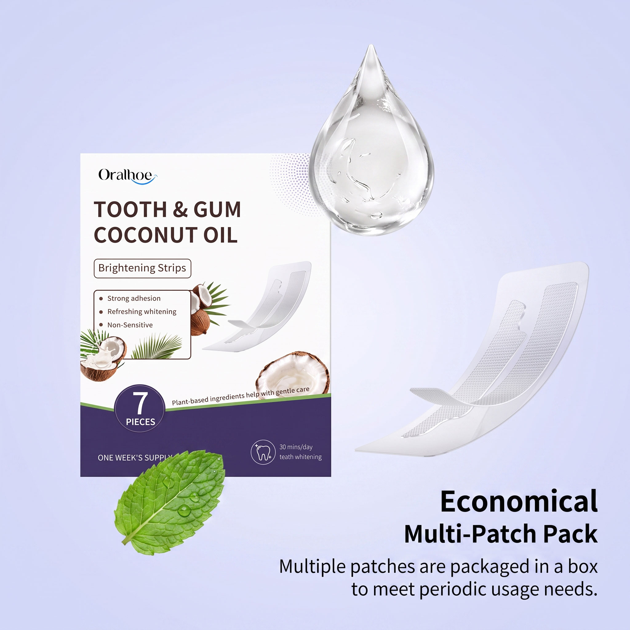 แผ่นฟอกฟันขาว Oralhoe น้ำมันมะ - Teeth Whitening With Coconut Oil บทวิจารณ์และราคา