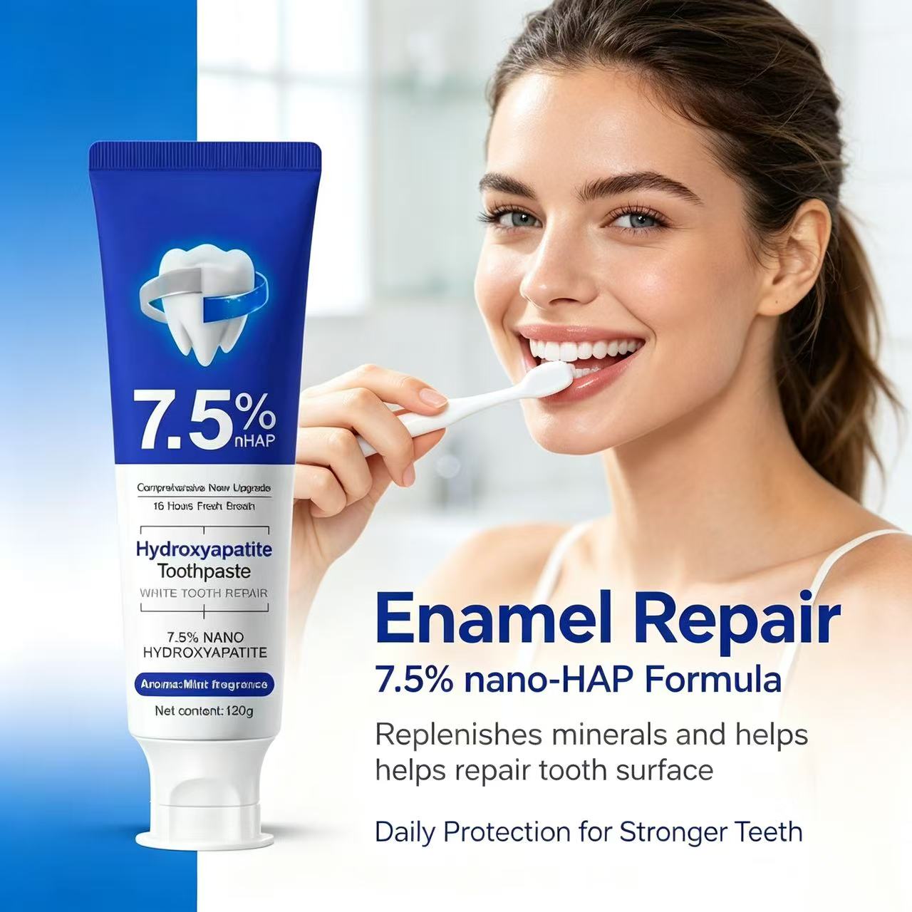 7.5%นาโนไฮดรอกซีอะพาไทต์ยาสีฟั - Teeth Whitening Toothpaste บทวิจารณ์และราคา