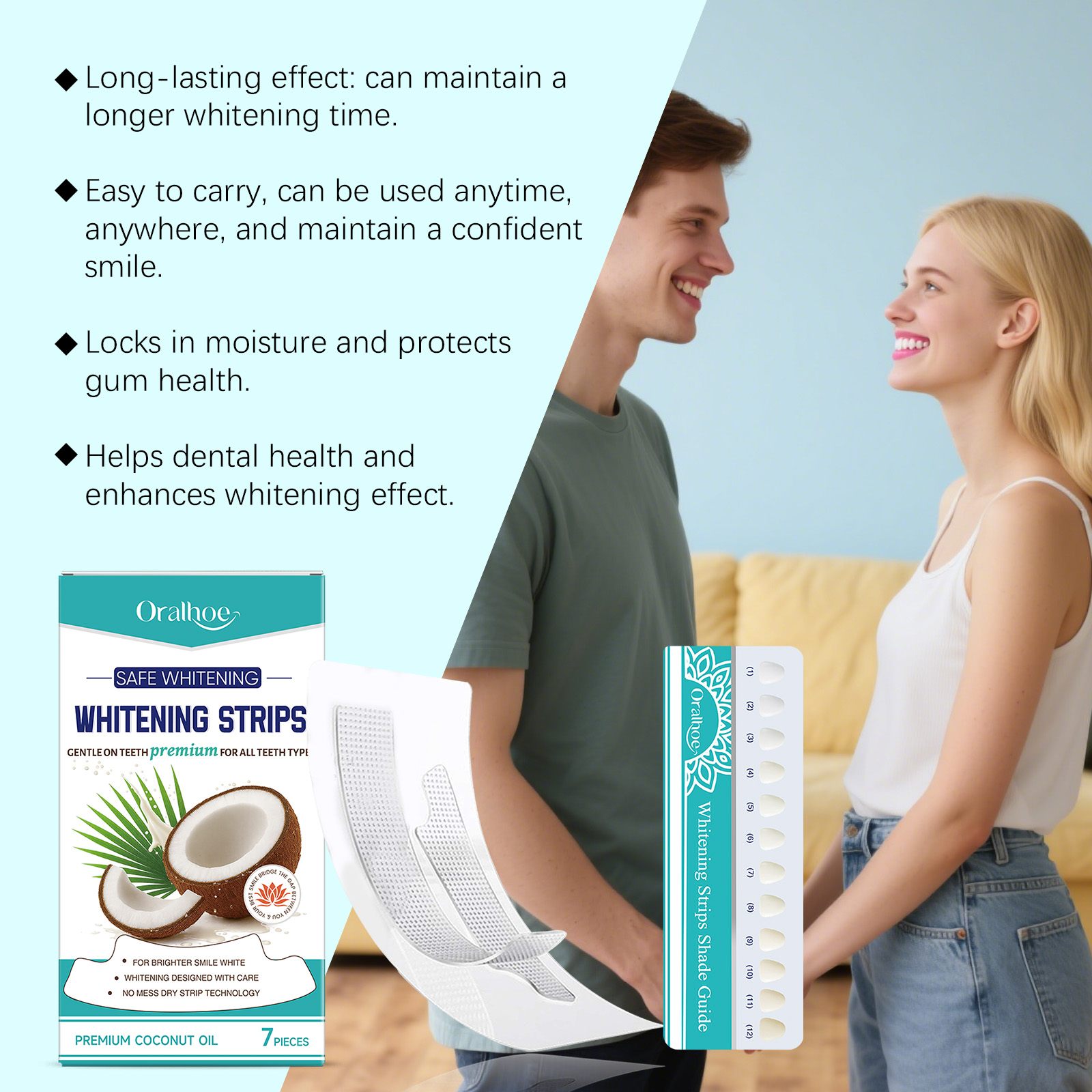 แผ่นฟอกสีฟันน้ำมันมะพร้าว 7 แพ - Teeth Whitening With Coconut Oil บทวิจารณ์และราคา