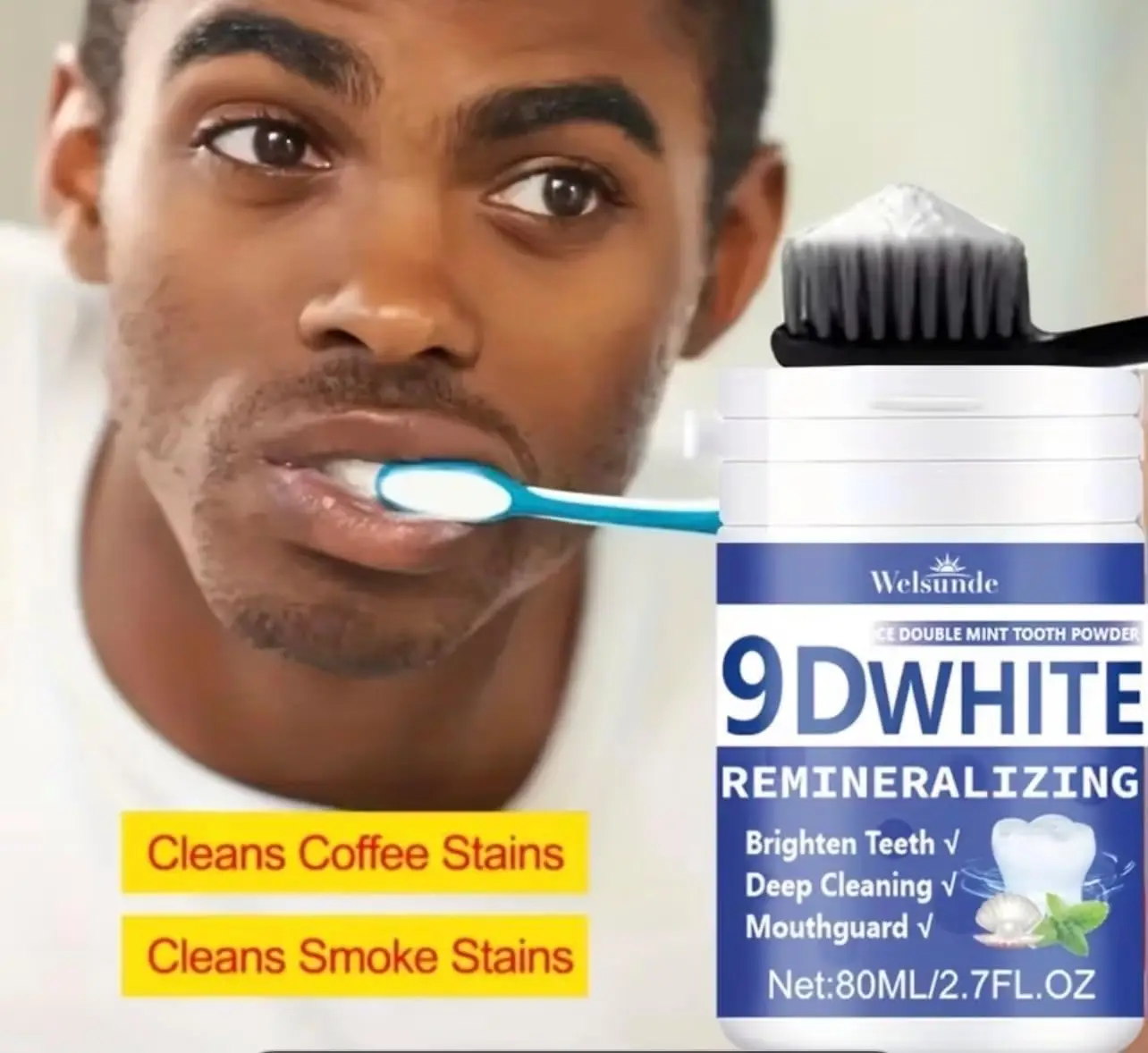 ผงฟันขาว 9D ไวท์ รีมิเนอรัลไลซ - Teeth Whitening From Home บทวิจารณ์และราคา