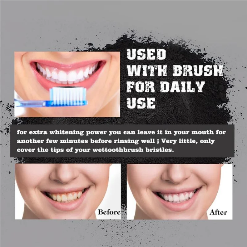 ผงถ่านชาร์โคลสำหรับฟอกฟัน เกรด - Whitening Powder Activated บทวิจารณ์และราคา